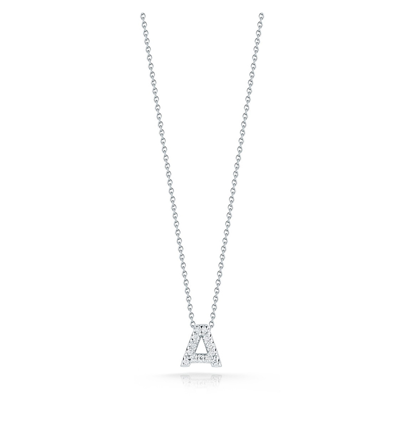 Roberto Coin Tiny Treasures White Gold "Love Letter" Initial Pendant